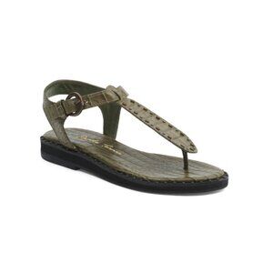 PAULA TORRES Green Made In Brazil Leather Austin Sandals